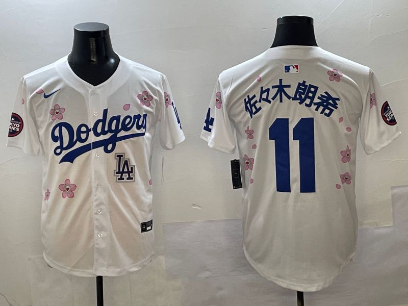 Men Los Angeles Dodgers 11 R.Sasaki White Sakura Edition 2025 Nike MLB Jersey style 9